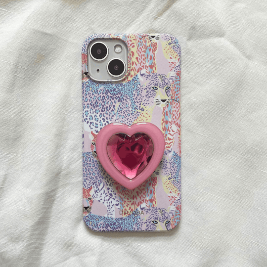 Pink Heart Crystal Phone Grip