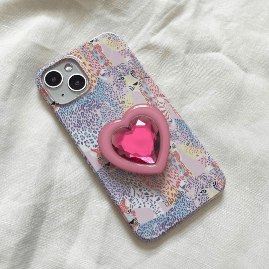 Pink Heart Crystal Phone Grip