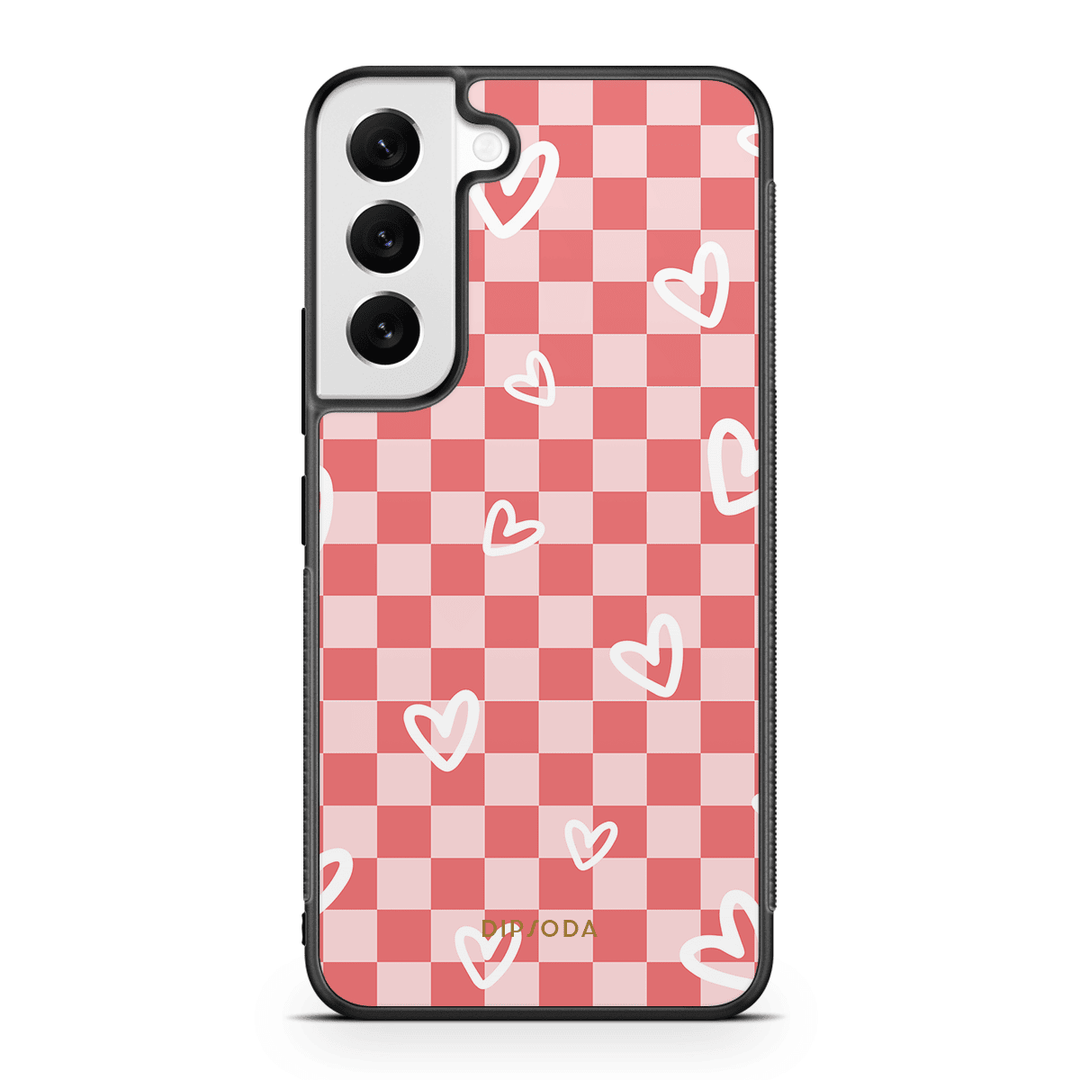 Hearts Checkerboard Rubber Phone Case