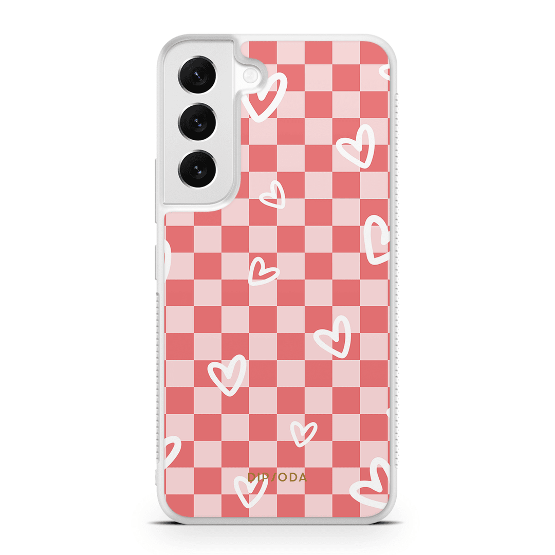 Hearts Checkerboard Rubber Phone Case