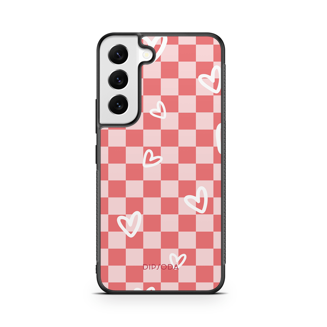 Hearts Checkerboard Rubber Phone Case