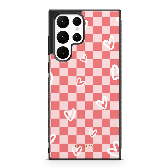 Hearts Checkerboard Rubber Phone Case