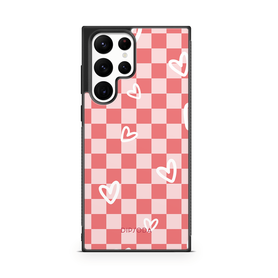 Hearts Checkerboard Rubber Phone Case