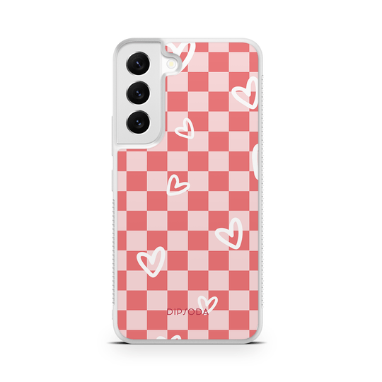 Hearts Checkerboard Rubber Phone Case