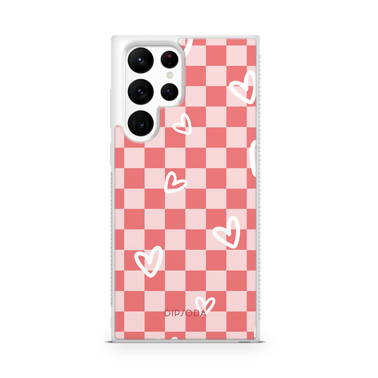 Hearts Checkerboard Rubber Phone Case