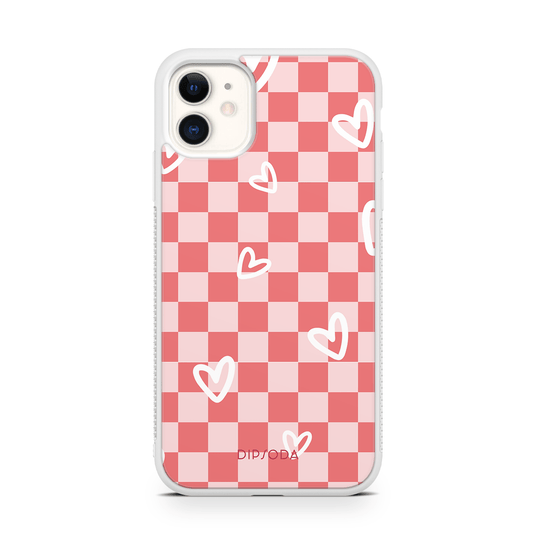 Hearts Checkerboard Rubber Phone Case