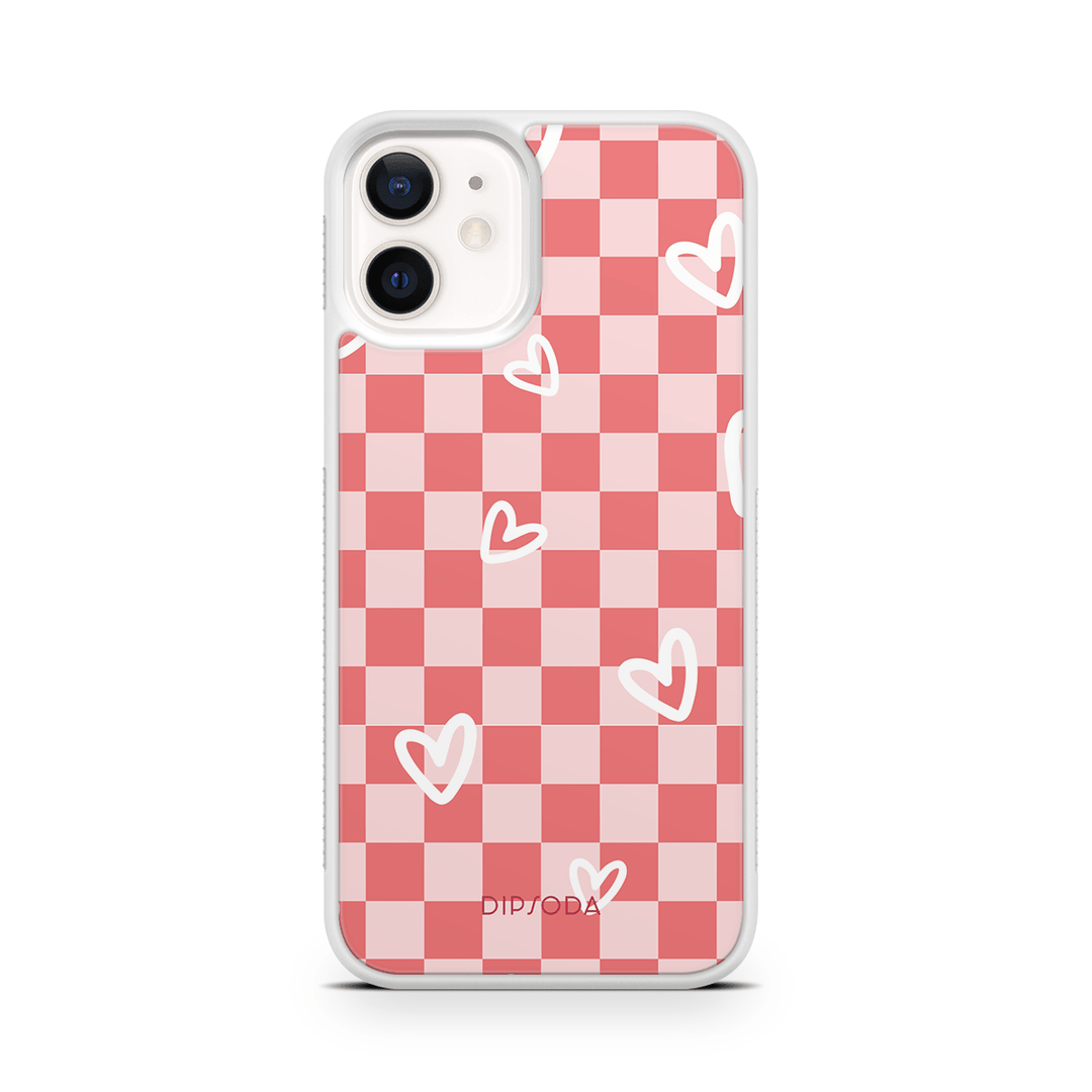 Hearts Checkerboard Rubber Phone Case