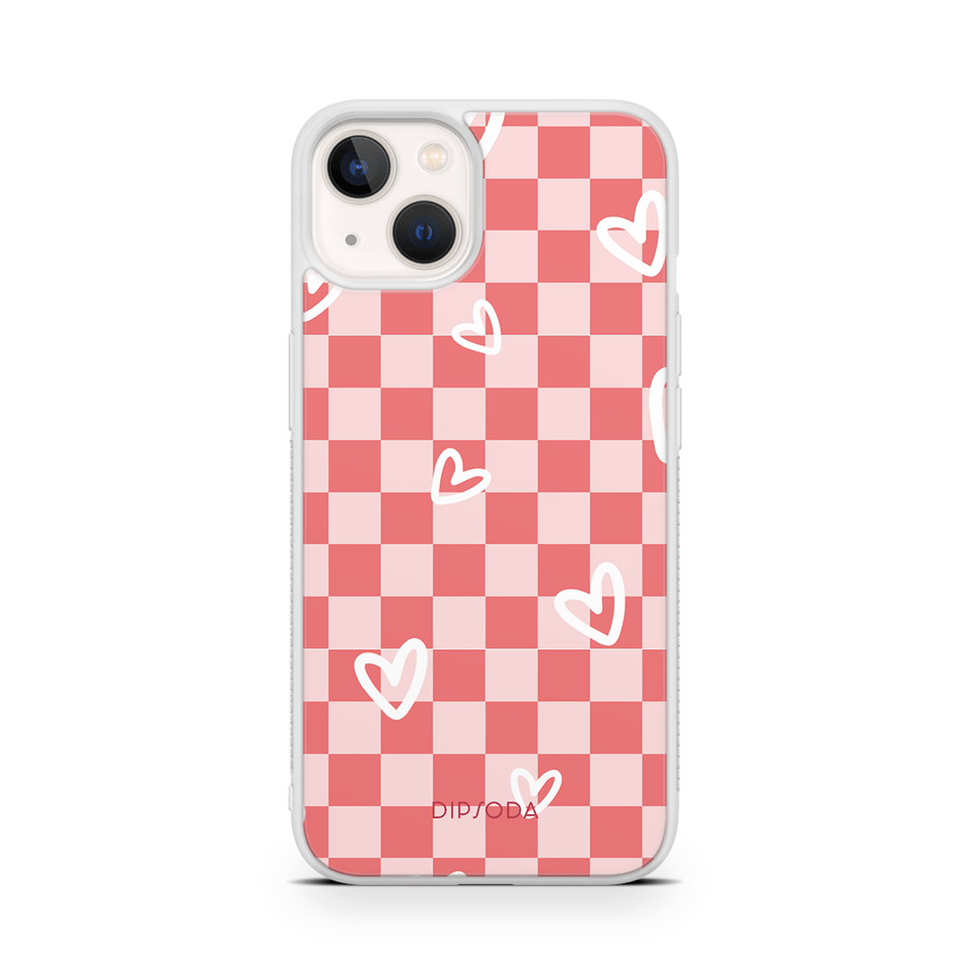 Hearts Checkerboard Rubber Phone Case