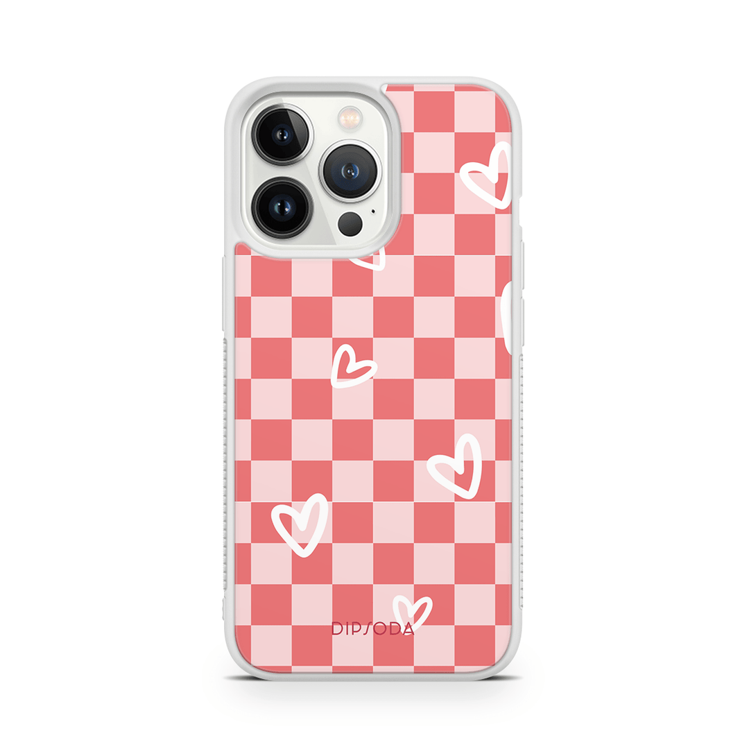 Hearts Checkerboard Rubber Phone Case