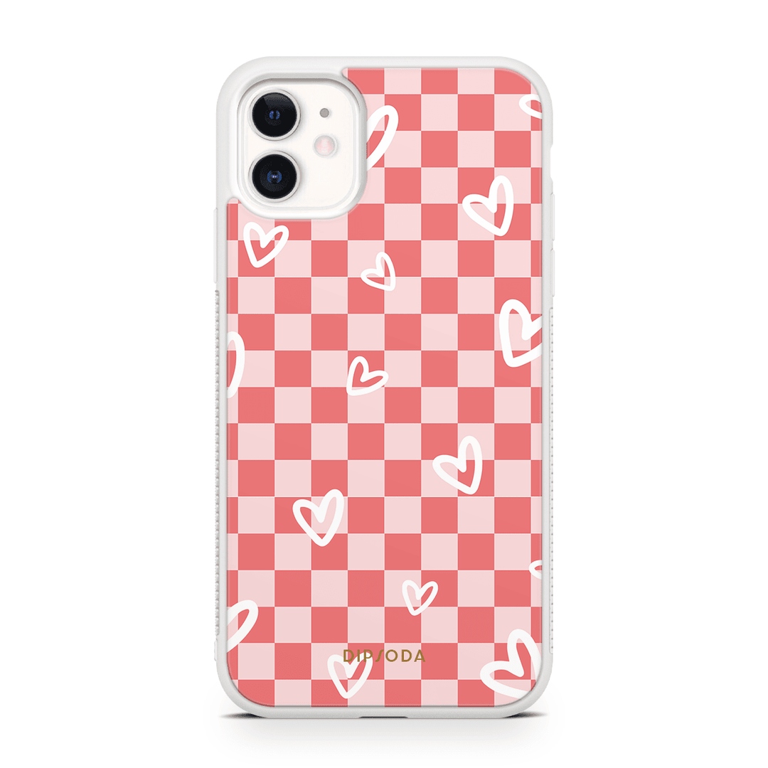 Hearts Checkerboard Rubber Phone Case