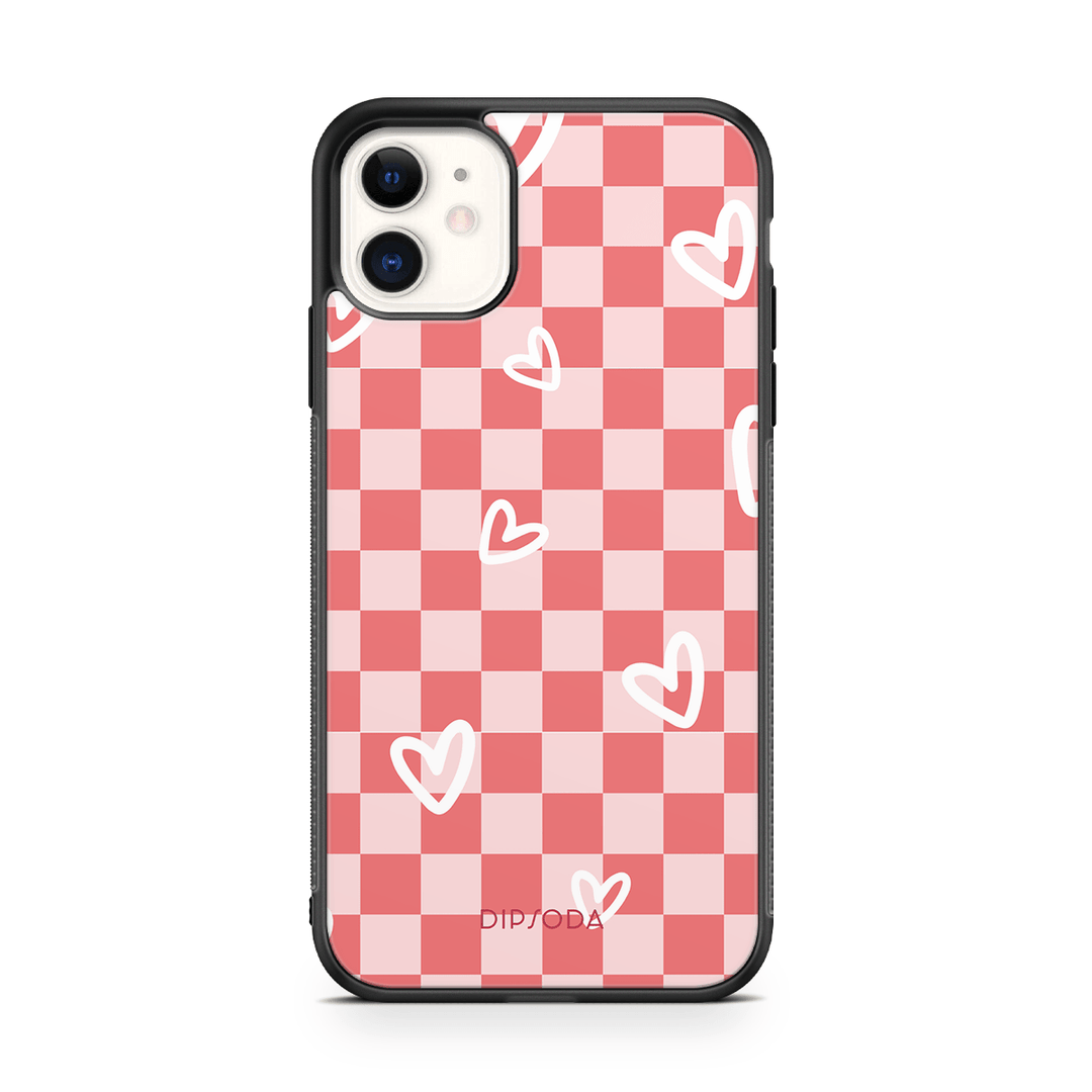 Hearts Checkerboard Rubber Phone Case