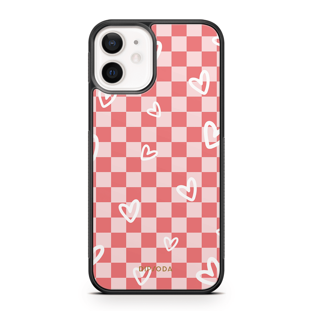 Hearts Checkerboard Rubber Phone Case