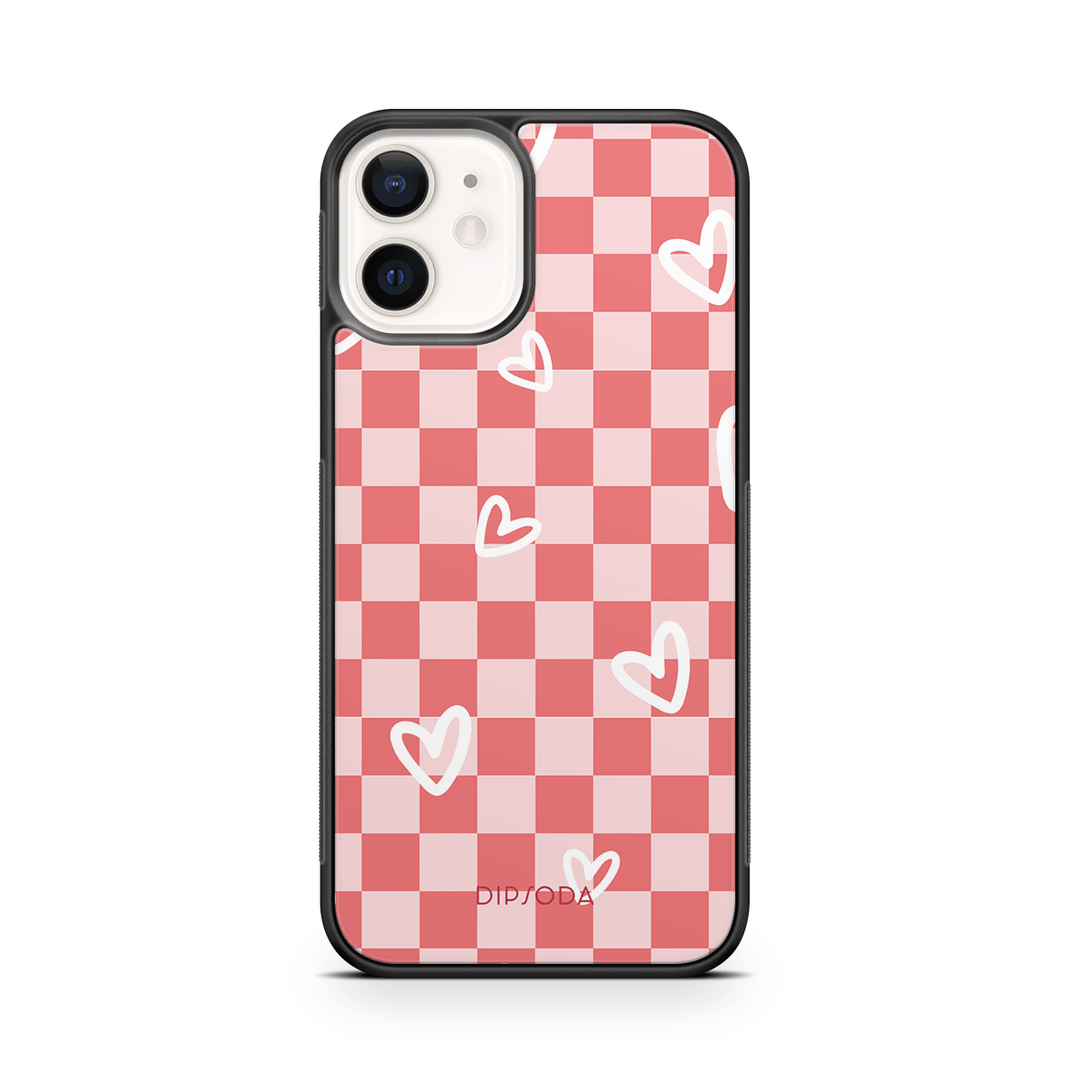 Hearts Checkerboard Rubber Phone Case