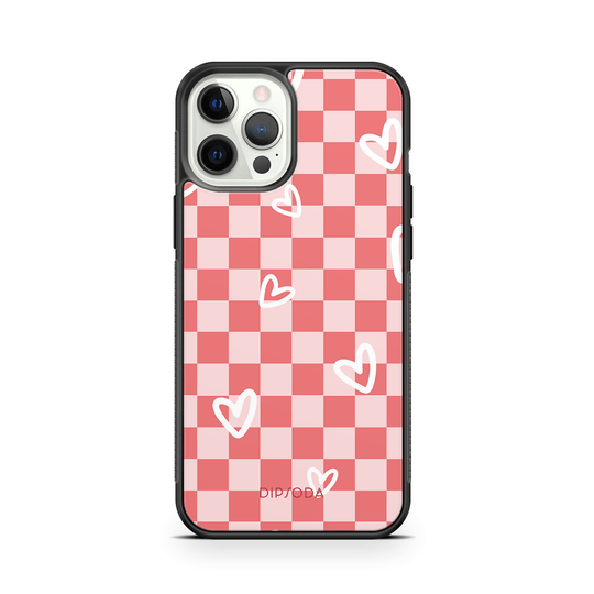 Hearts Checkerboard Rubber Phone Case