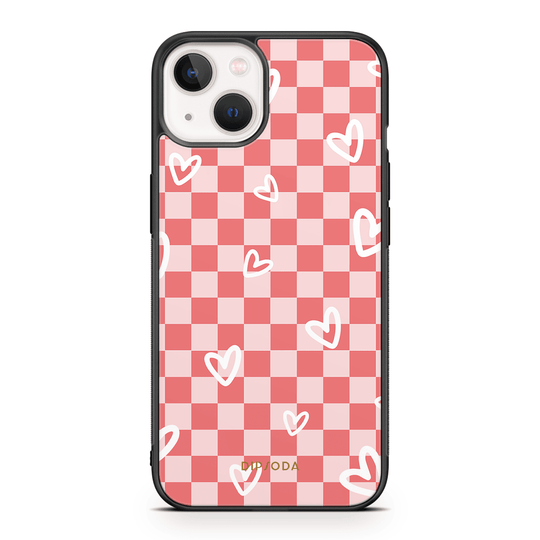 Hearts Checkerboard Rubber Phone Case