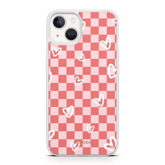 Hearts Checkerboard Rubber Phone Case