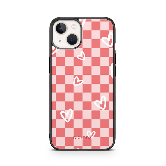 Hearts Checkerboard Rubber Phone Case