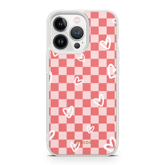 Hearts Checkerboard Rubber Phone Case