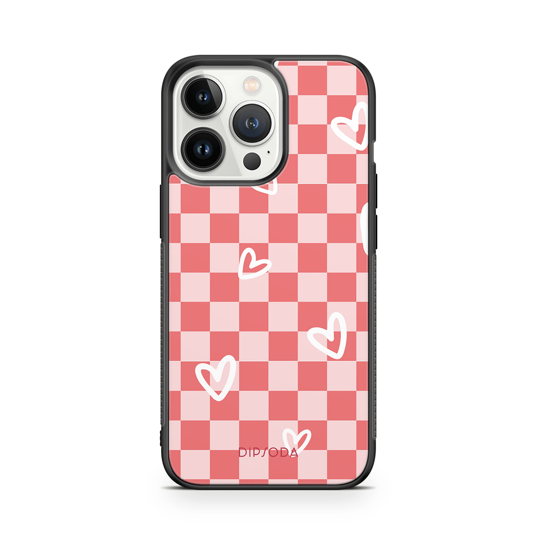 Hearts Checkerboard Rubber Phone Case