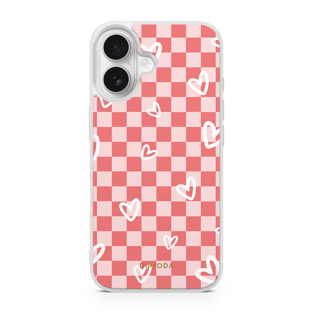 Hearts Checkerboard Rubber Phone Case