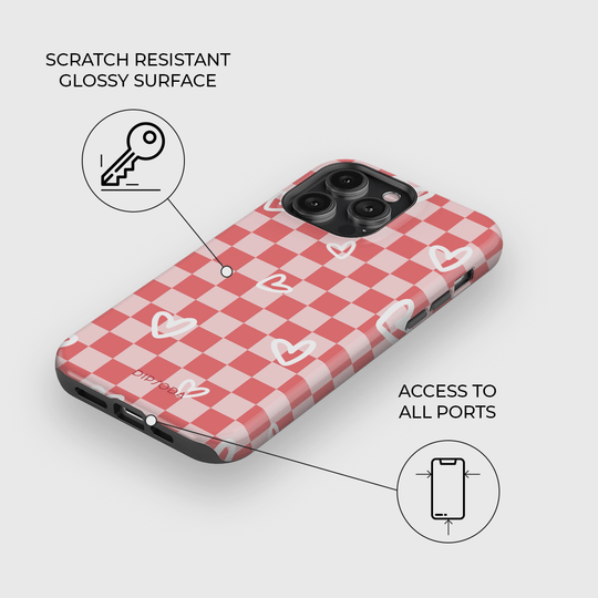 Hearts Checkerboard Phone Case