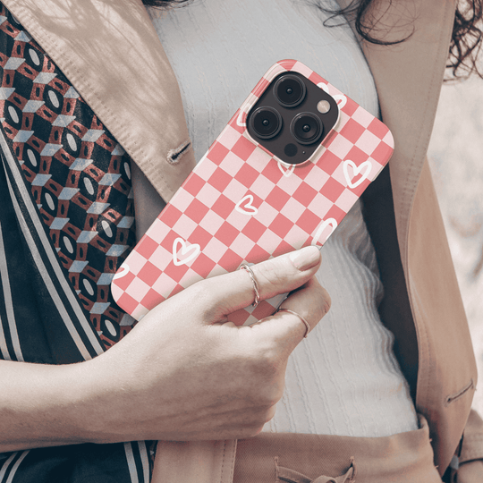 Hearts Checkerboard Phone Case