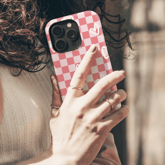 Hearts Checkerboard Phone Case