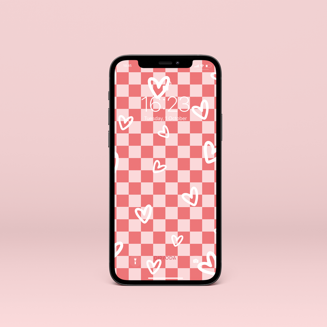 Hearts Checkerboard Wallpaper Background