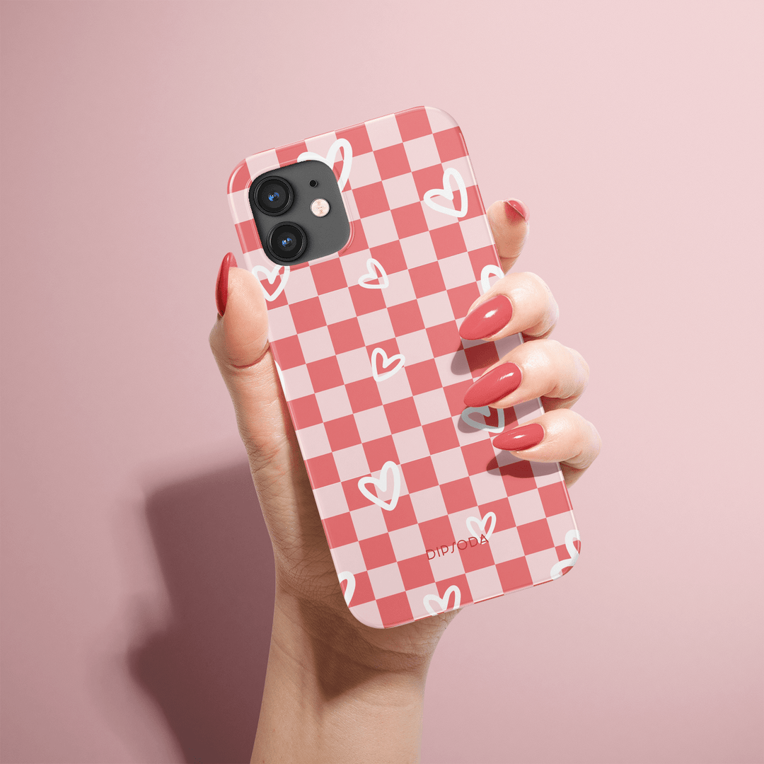 Hearts Checkerboard Phone Case