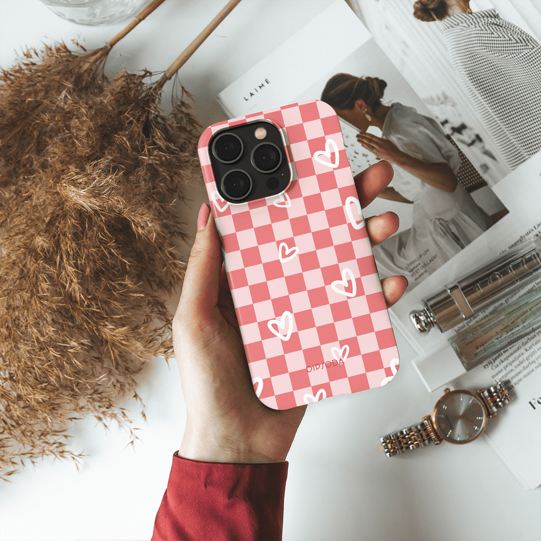 Hearts Checkerboard Phone Case