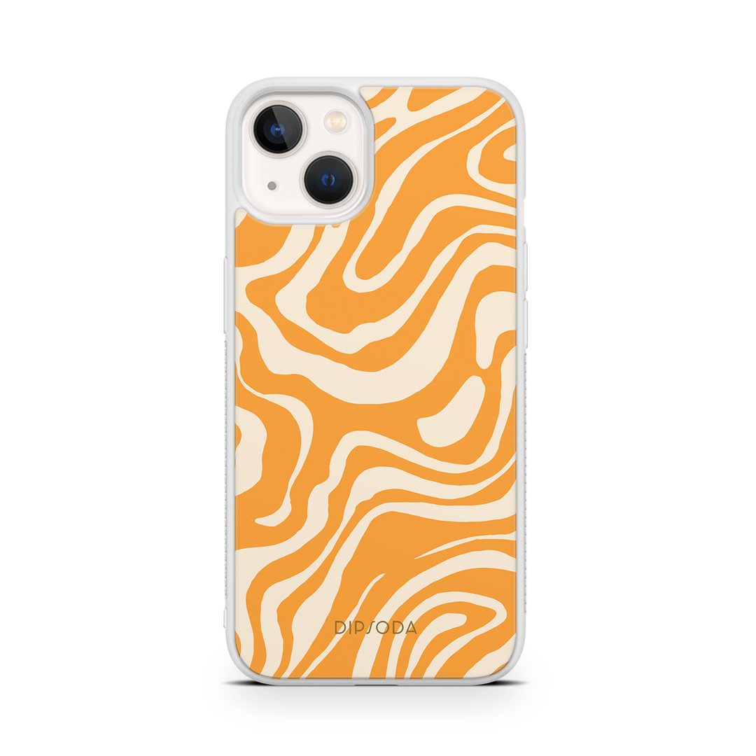 Orange Waves Rubber Phone Case