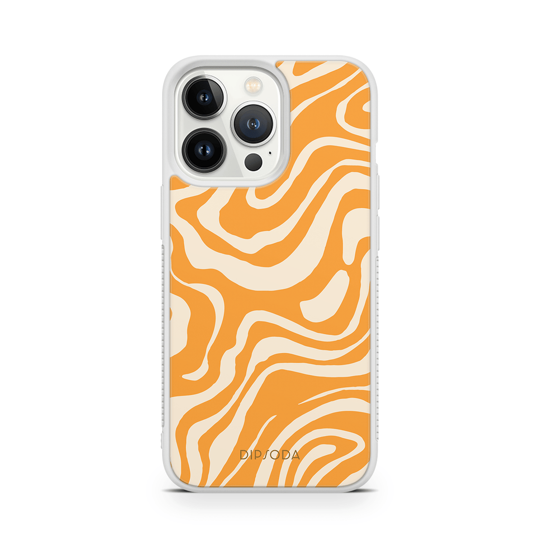 Orange Waves Rubber Phone Case