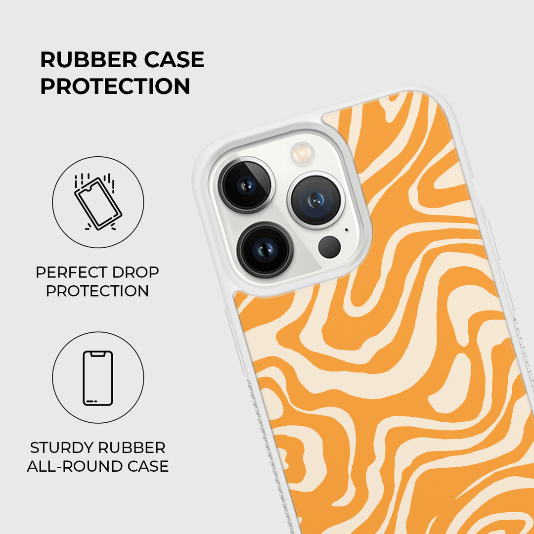 Orange Waves Rubber Phone Case