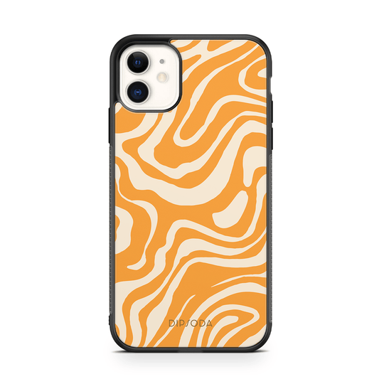 Orange Waves Rubber Phone Case