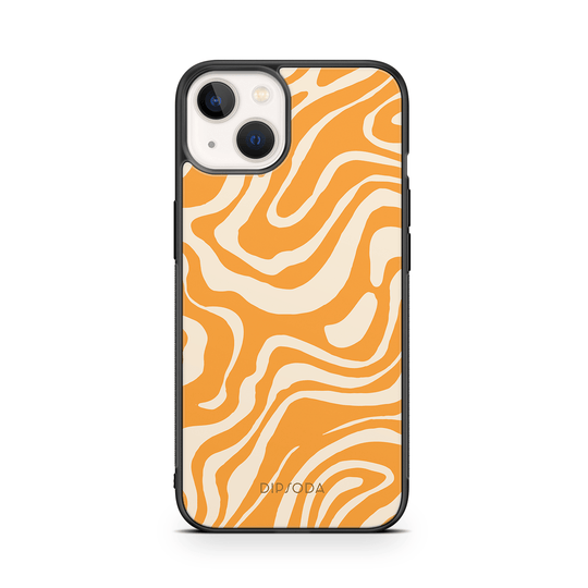 Orange Waves Rubber Phone Case